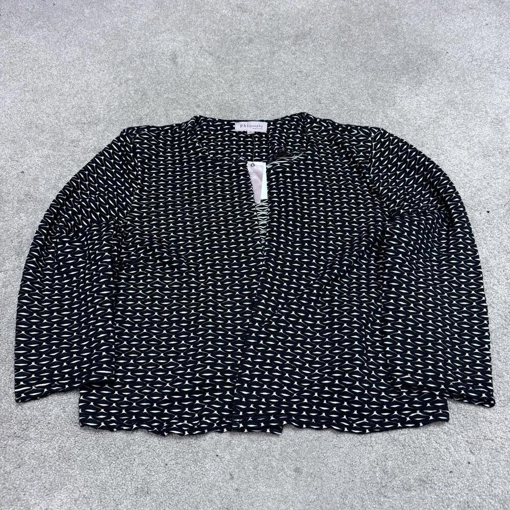 Philosophy Cardigan Black White Long Sleeve Women’s Size XL NWT